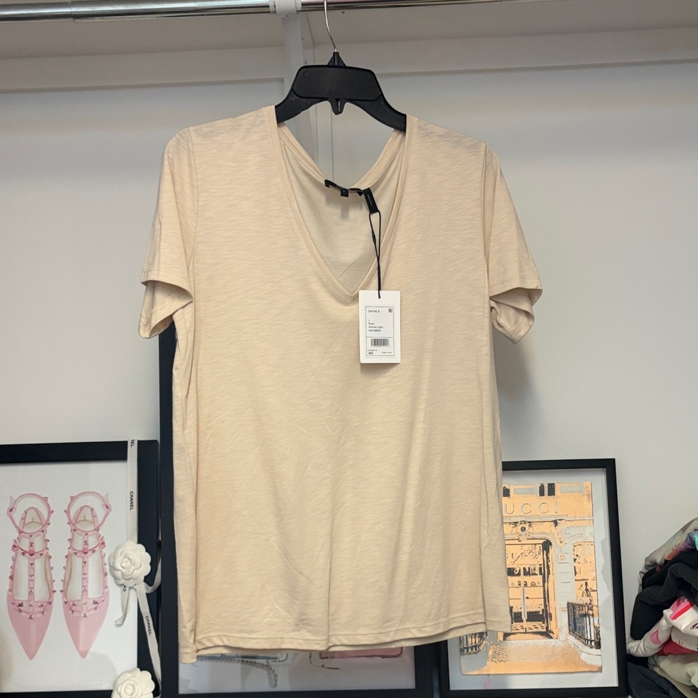 Women's Cream V-Neck Top